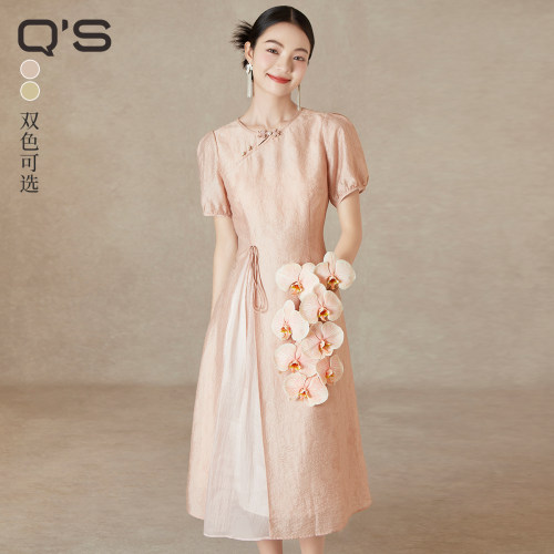 QS秸熙复古轻国风连衣裙