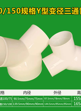 变径Y型三通PP三通通用三通新风机分支头新风口分支头
