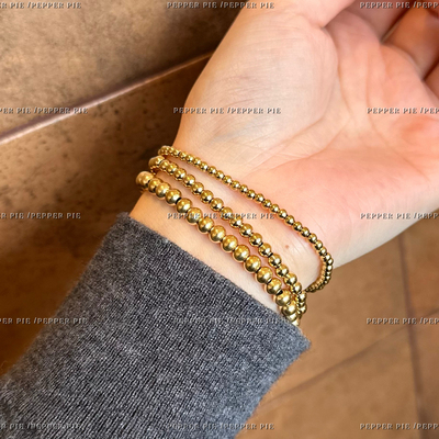 辣椒派可水洗钛钢 弹力金珠手链女 极简圆珠叠戴手串百搭ins