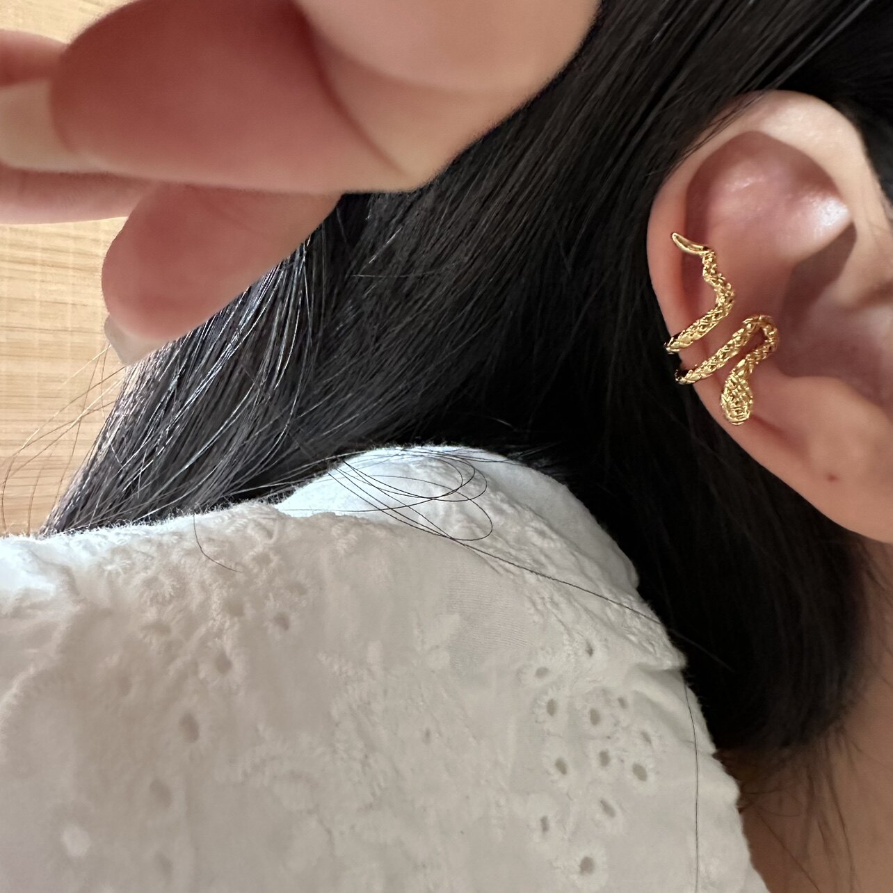 辣椒派复古灵蛇菱格耳骨夹女 大衣绝配隐奢老钱风ins小众高级感