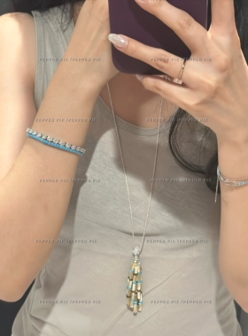 辣椒派 蓝松极简美学抽拉长项链女 老钱风度假松弛感贝壳流苏串珠