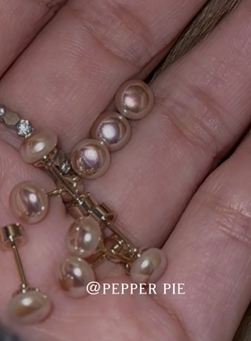 辣椒派绝美！5mm极光粉紫小灯泡耳钉女马贝珍珠粉医用钢耳蜗免摘