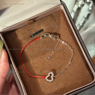 辣椒派 新年鸿运小红绳镂空满钻葫芦手链铜镀玫瑰金 小红书同款