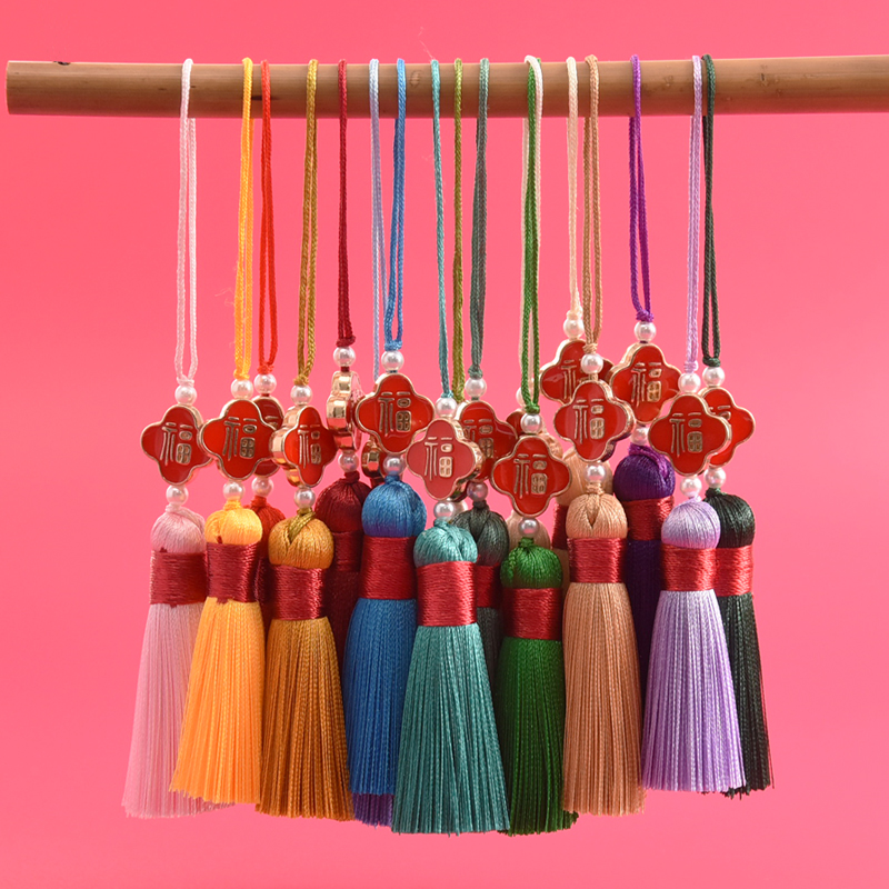 小流苏穗子合金属福字扇子吊坠汉服压襟书签U盘吊穗手机壳配件短