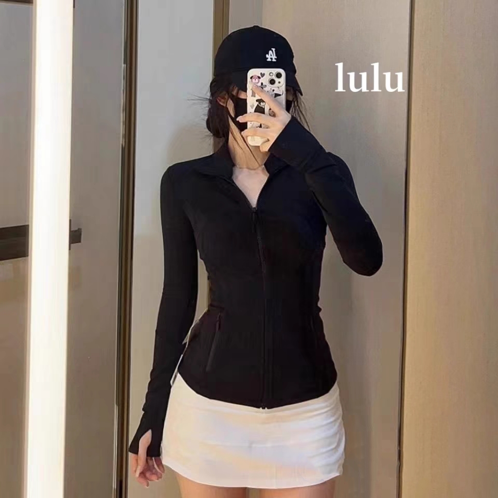 lulu同款瑜伽服外套健身运动上衣女春秋季修身显瘦防晒衣夹克2023