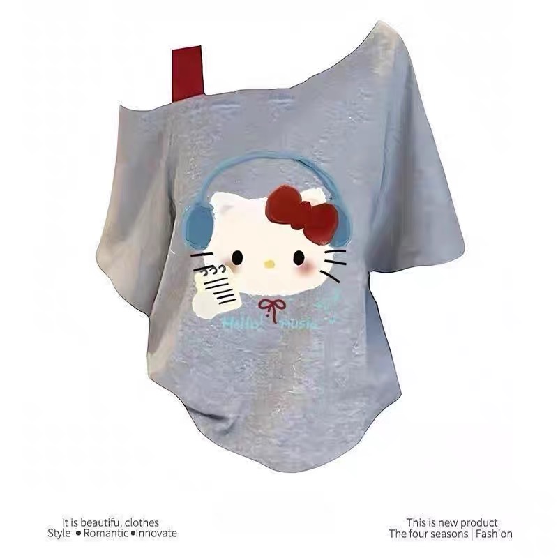 HelloKitty凯蒂猫露肩短袖t恤女