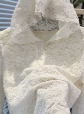 耐看又耐搭！高级感拼接蕾丝花边连帽针织衫女时尚休闲叠穿小帽衫