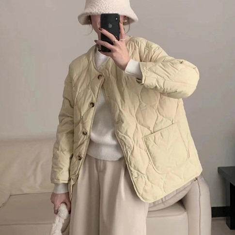 高品质~！菱格羊羔毛棉衣棉服女