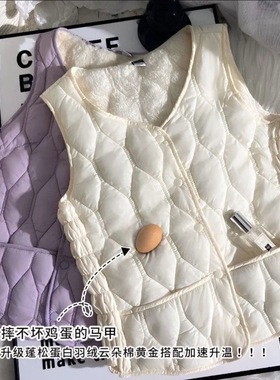 小红薯博主同款爆款秋冬羊羔毛面马甲修身内穿防寒短保暖坎肩修身