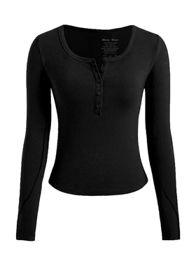 SHEEP RUN 美利奴长袖T恤 女士运动扣子衫吸湿排汗轻薄休闲风运动