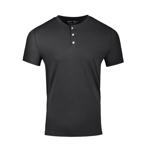 美利奴羊毛男士亨利衫短袖
