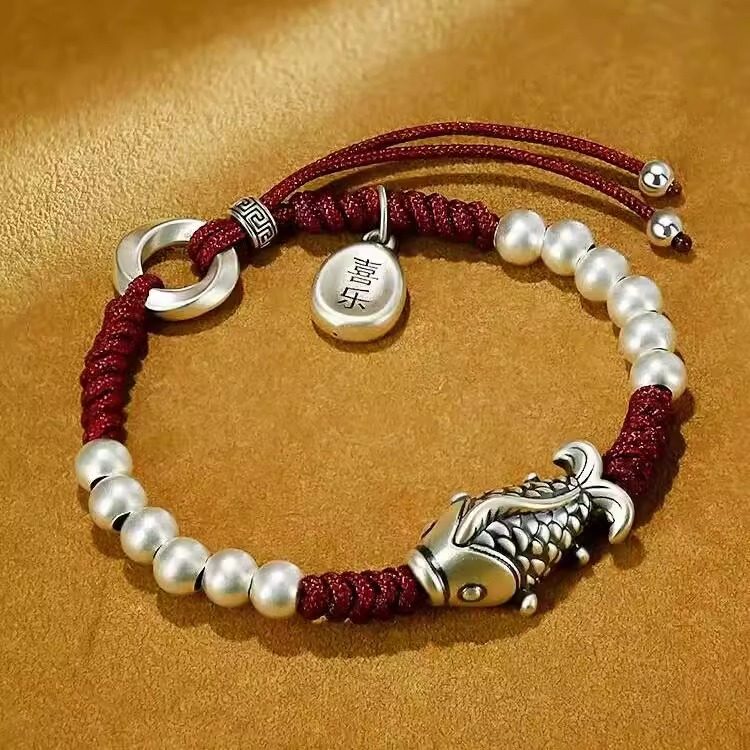 999纯银锦鲤手链足银上岸喜乐平安扣国风文创手绳饰女生手串礼物,饰品/流行首饰/时尚饰品新,银饰手链,淘宝优惠券,粉丝福利购,淘宝优惠卷