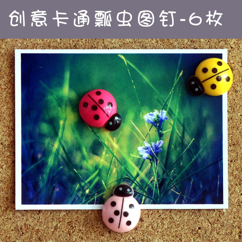七星瓢虫图钉 创意软木钉 可爱卡通图钉 留言板装饰钉工字钉 摁钉