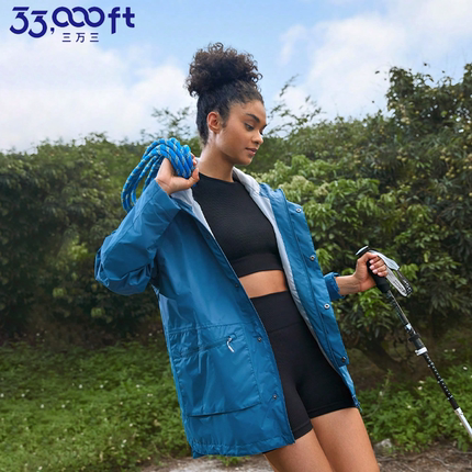 33000ft软壳冲锋衣女士春秋款单层科技面料防风防水保暖可收纳