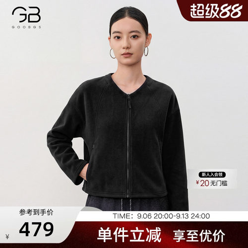 谷邦黑色短款休闲外套女