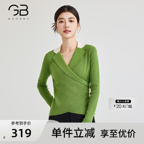 GOOBGS谷邦套头V领长袖针织衫