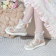秋冬新款 洛丽塔蕾丝马丁靴 串珠旗袍汉服短靴子厚底圆头民族风女鞋