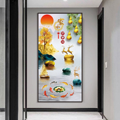 入户玄关新款 自粘贴画3d立体走廊客厅贴纸画自粘装 饰画壁画墙壁纸