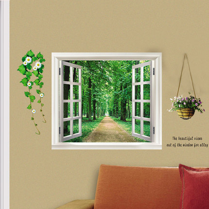 墙贴假窗风景 沙发背景客厅玄关贴画 电视墙卧室床头装饰餐厅贴纸