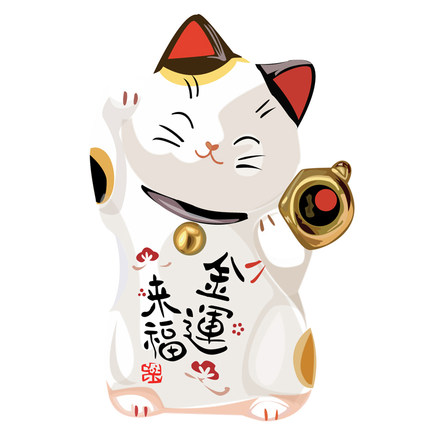 自粘可移除装饰墙贴画 招财猫 玻璃贴纸书房客厅房门 贴吉祥贴纸