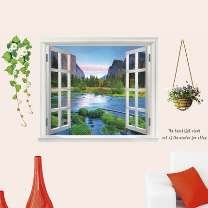 墙贴假窗风景 沙发背景客厅玄关贴画 电视墙卧室床头装饰餐厅贴纸
