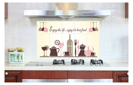 厨房防油贴纸 耐高温防水墙贴纸高清数码印涮 即擦即干贴画