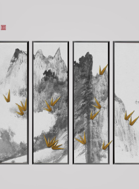 新中式风立体样板房装饰画挂画
