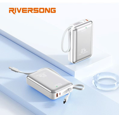 河歌新品 PB215自带线mini闪充移动电源 黑20000mAh 120W超级快充