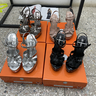 扣带超高跟漆皮女凉鞋 细跟露趾防水台一字式 时装 鞋 24夏季 婚鞋 新款