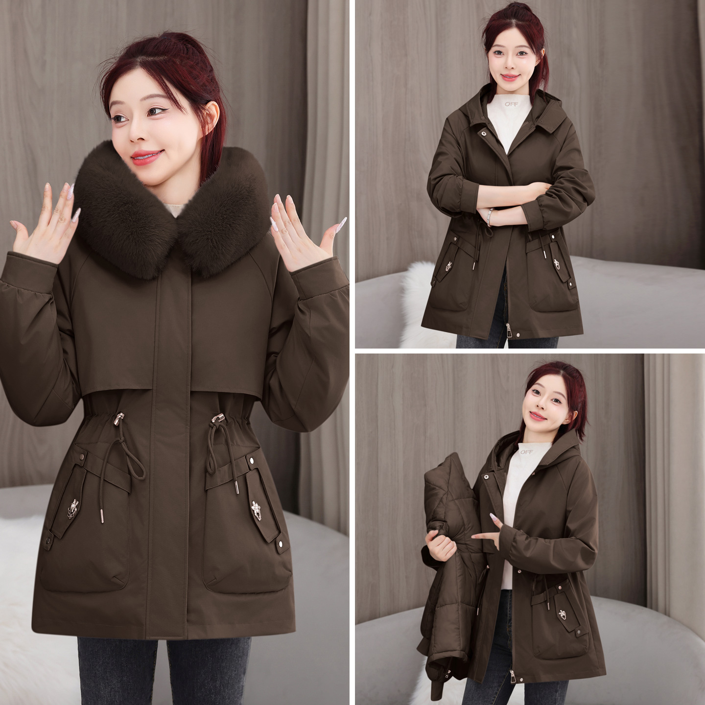 2025冬季新款羽绒棉服女可拆卸