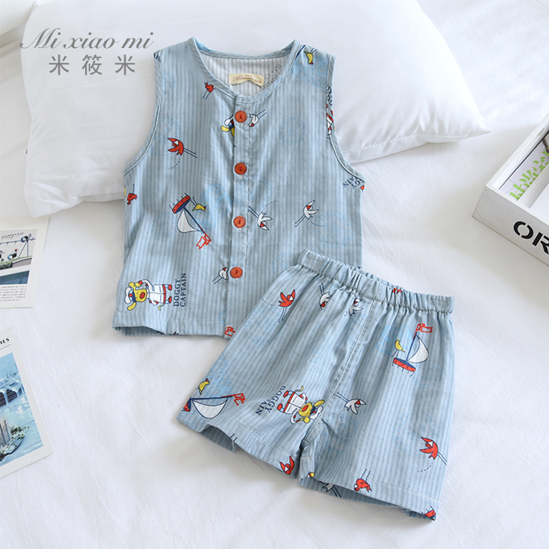 米筱米儿童卡通夏季背心纯棉纱布