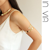 invia金色开口手臂镯子臂环欧美辣妹项圈时尚 百搭希腊波西米亚风