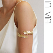 树叶羽毛金色手镯子开口可调节手臂环希腊埃及印度风时尚 百搭手环