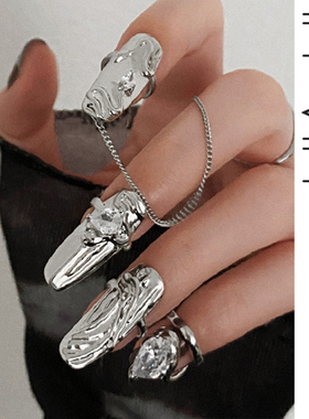 invia铜嘻哈街头可调节指甲戒指