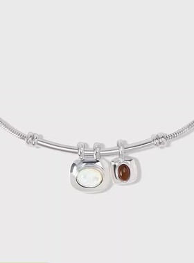 豆豆同款原生系列木纹石双色吊坠项链锁骨链轻奢小众女