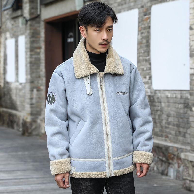 模特外景冬季皮毛一体男加绒加厚外套Z1929-P260大码，女装短外套，电商D308