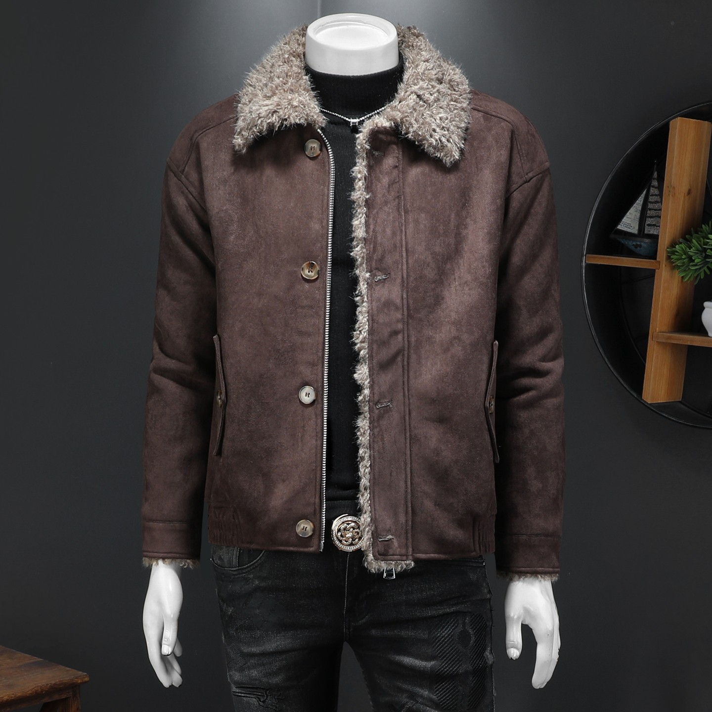 冬季男装大码皮毛一体加绒加厚外套DSD308-Z8808-P265假模，女装短外套，电商D308