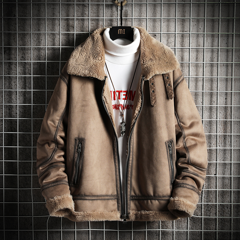 网格大码冬季皮毛一体男加绒加厚外套Z1928-P255主推大货，女装短外套，电商D308