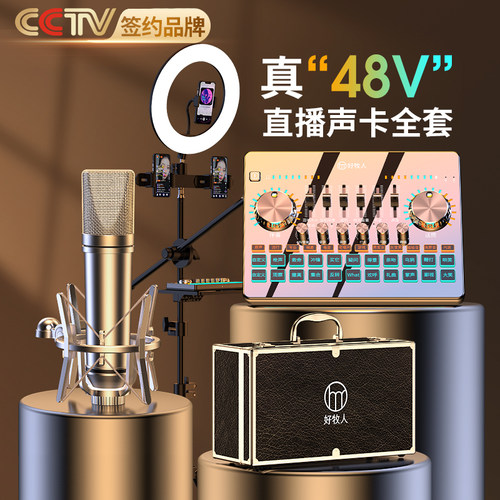 专业级48V录音棚级修音直播声卡