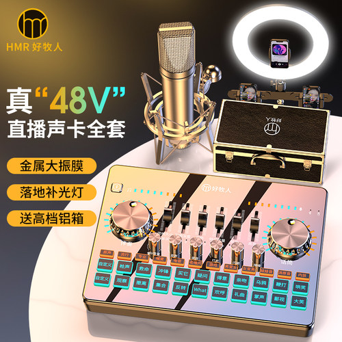 【48V大振膜话筒】专业直播声卡