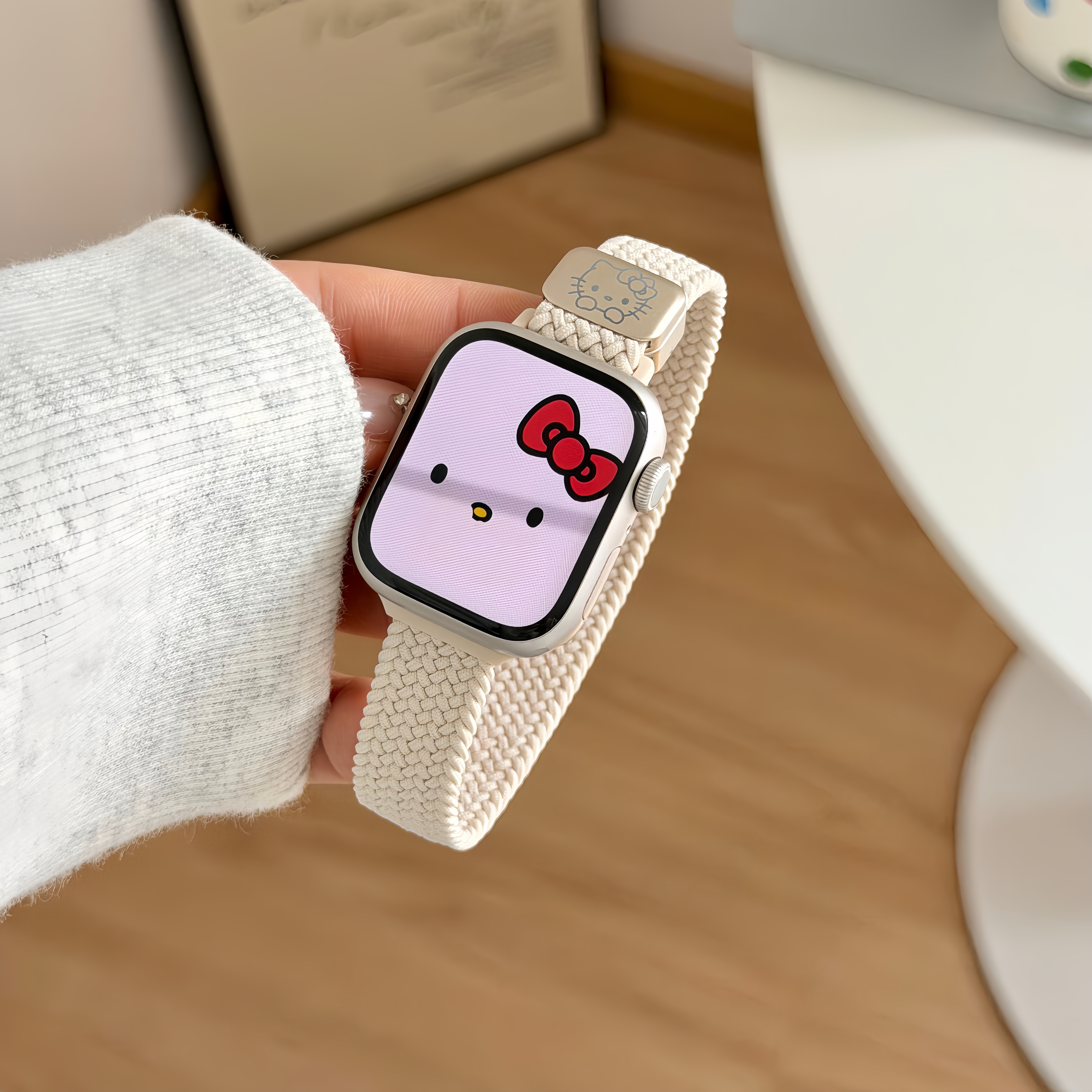 适用于iwatch10苹果手表applewatch9表带s11可爱KT猫s8小蛮腰尼龙s7磁吸Ultra2新款45SE运动弹力s6女S9情侣