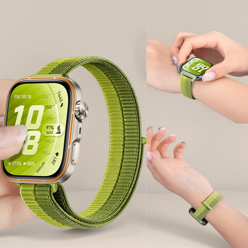 适用华为FIT5表带手表FIT4原野绿智能腕表watch5Pro尼龙腕带夏天fit3运动新款女NFC编织替换男配件4Pro小蛮腰