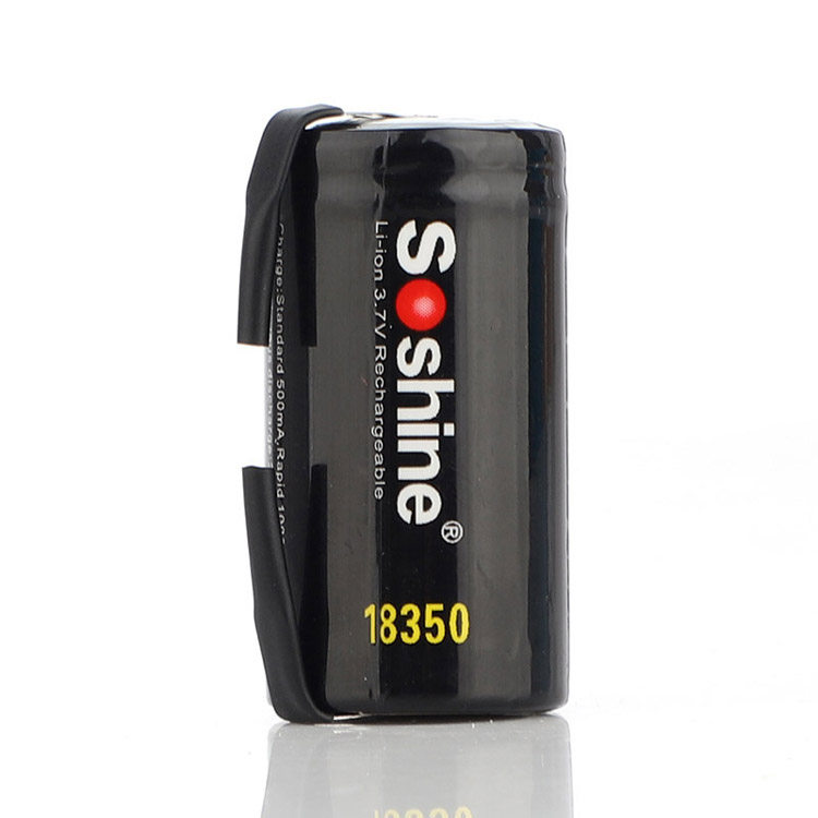 正品Soshine 18350 3.7V 1000mAh可充电锂电池 带镍片 云台稳定器