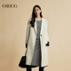 OBEG欧碧倩白色西装 简约羊毛双面呢外套10484069 领羊绒大衣中长款