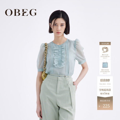短袖衬衫OBEG欧碧倩轻透风