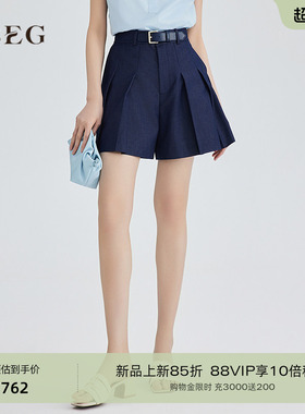 OBEG欧碧倩西装百褶a字阔腿裤宽松慵懒风休闲短裤女夏款10502020