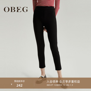 简约显瘦休闲裤 黑色铅笔裤 冬10444104 通勤修身 OBEG欧碧倩时尚