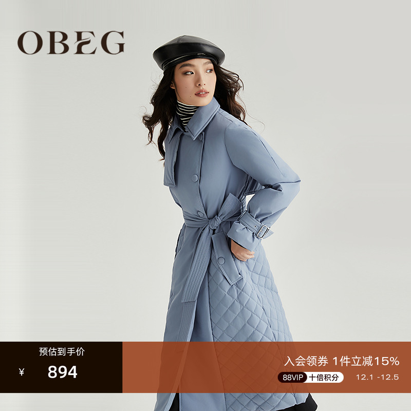 欧碧倩中长款鹅绒服外套OBEG