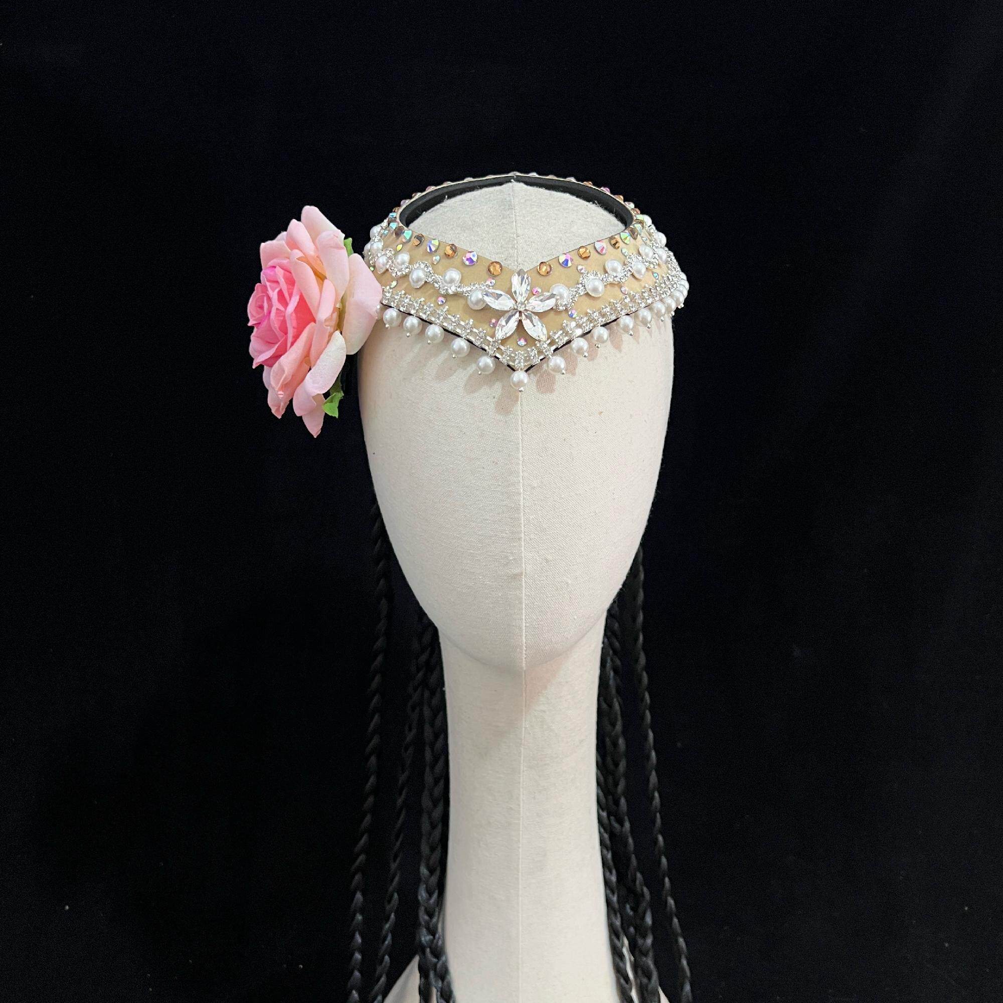 民族风新疆维吾尔族独舞头饰艺考手工头饰舞台演出维族小辫子发饰