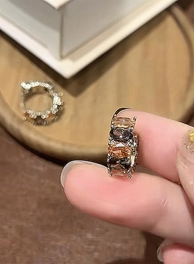 法式复古款珐琅彩色水晶耳扣